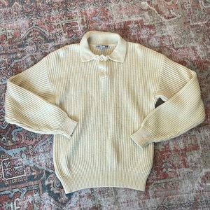 Vintage Vanilla Chunky Henley Sweater